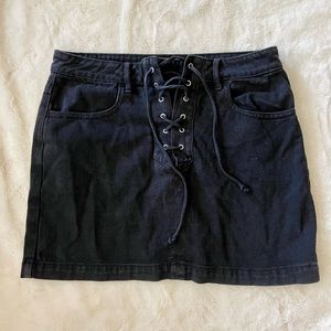 black jean skirt with front tie!